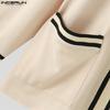 INCERUN Cardigan oversize da uomo in stile preppy lavorato a maglia a maniche lunghe
