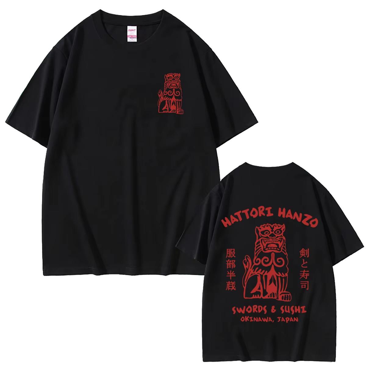 Quentin Tarantino Movie Kill Bill Hattori Hanzo RED Swords and Sushi Okinawa Japan Merch T-shirt Men s Casual Oversized T Shirts 4XL
