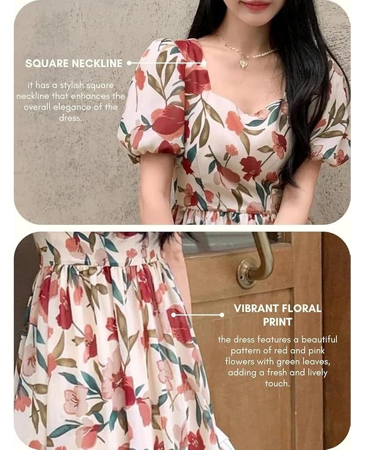 Rayon Fit and Flare Below The Knee One Piece Dresses for Women Dress Party Tunic