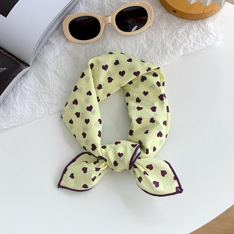 Silk scarf neck small square scarf high-end new versatile decorative small scarf polka dot headscarf pastoral hair band tied hair