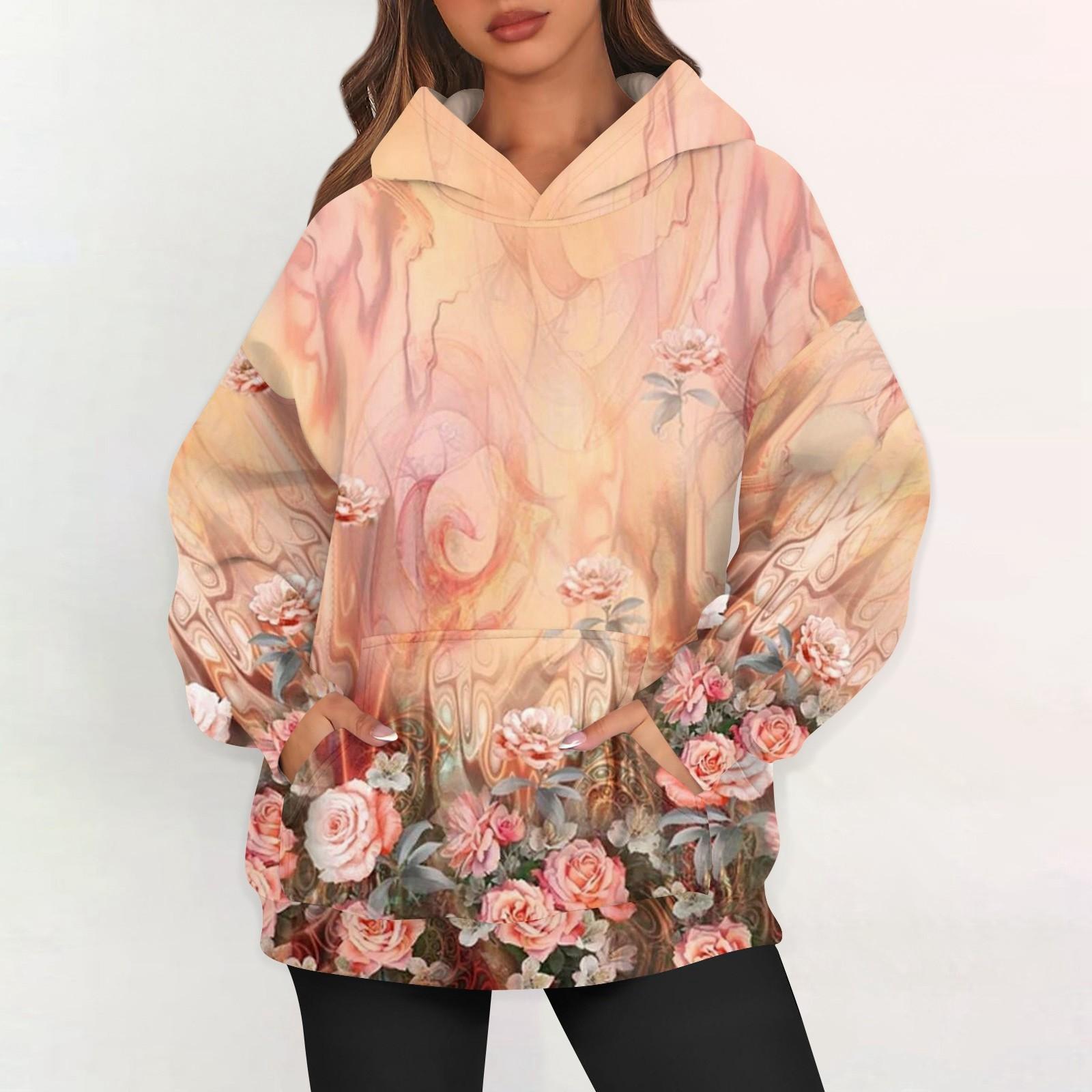 

Женские худи оверсайз из флиса, толстовки с длинным рукавом, пуловеры с карманом M