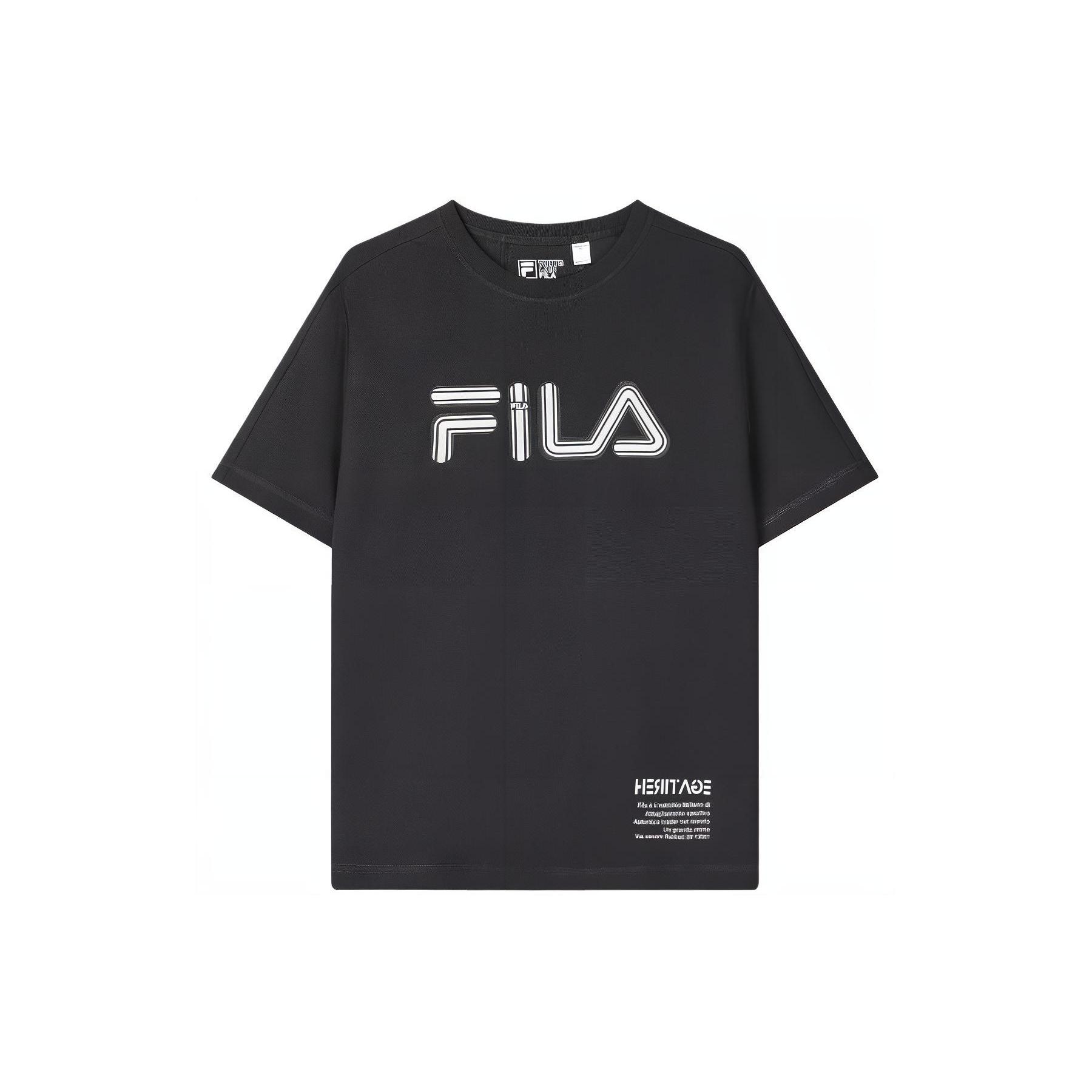 Мужские футболки FILA, угольно-черные, с круглым вырезом, умеренного прямого кроя, F11M418103F-BK L