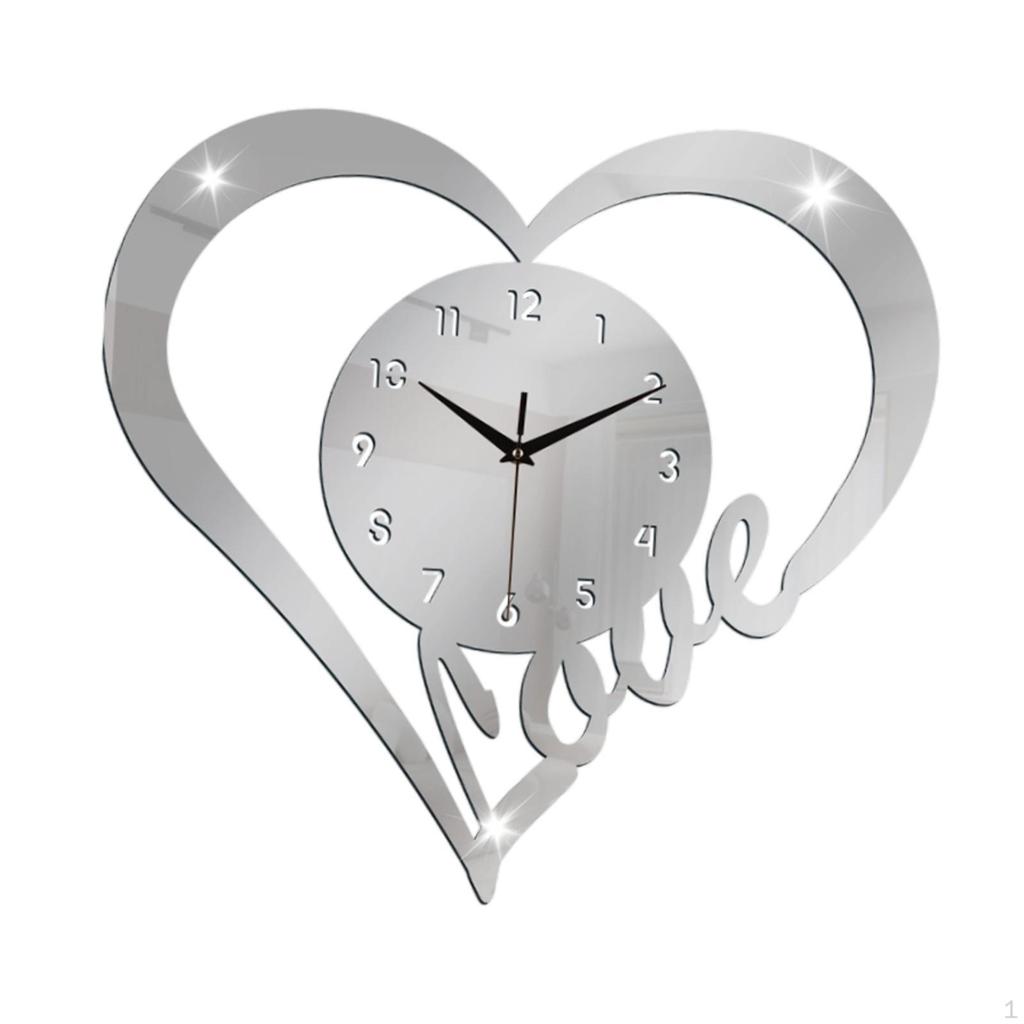 Herzförmige Wanduhr Haus Modern Geschenk Kein Ticken Liebe Uhr für Jahrestag Schlafzimmer Liebhaber