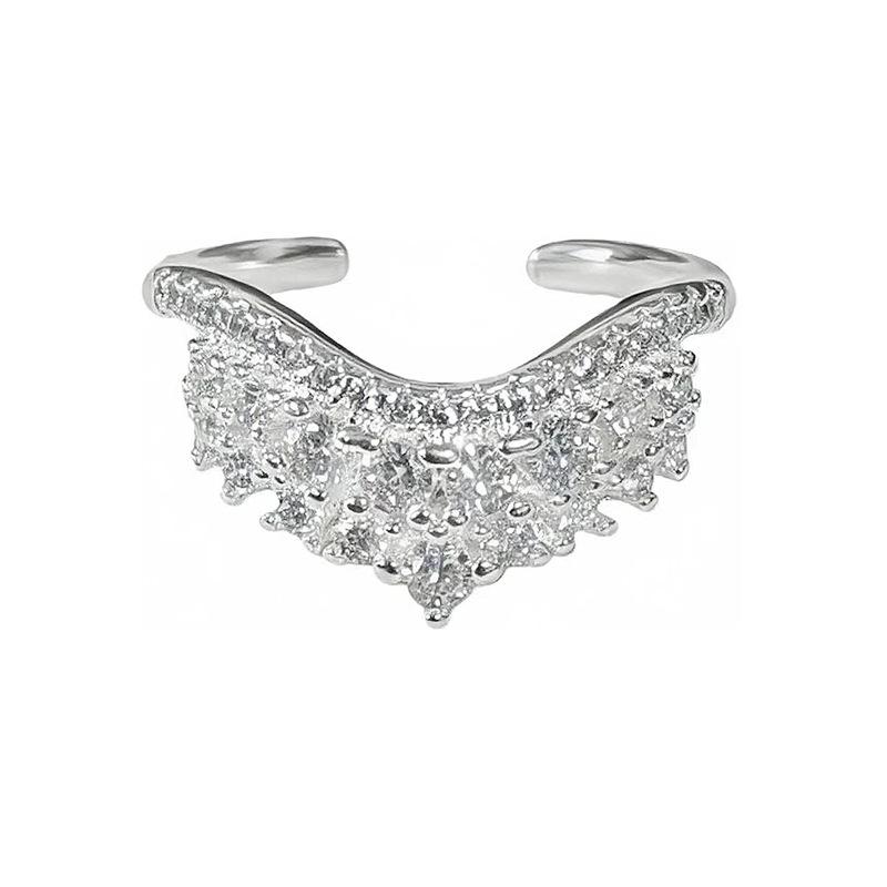 French Lace Super Flash Zircon Circle Open Ring Female Niche Light Luxury High Sense Fairy Stacked Ring