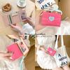 Korean Style Heart Candy Lanyard Wallet for Women - Simple Tri-fold Student Wallet