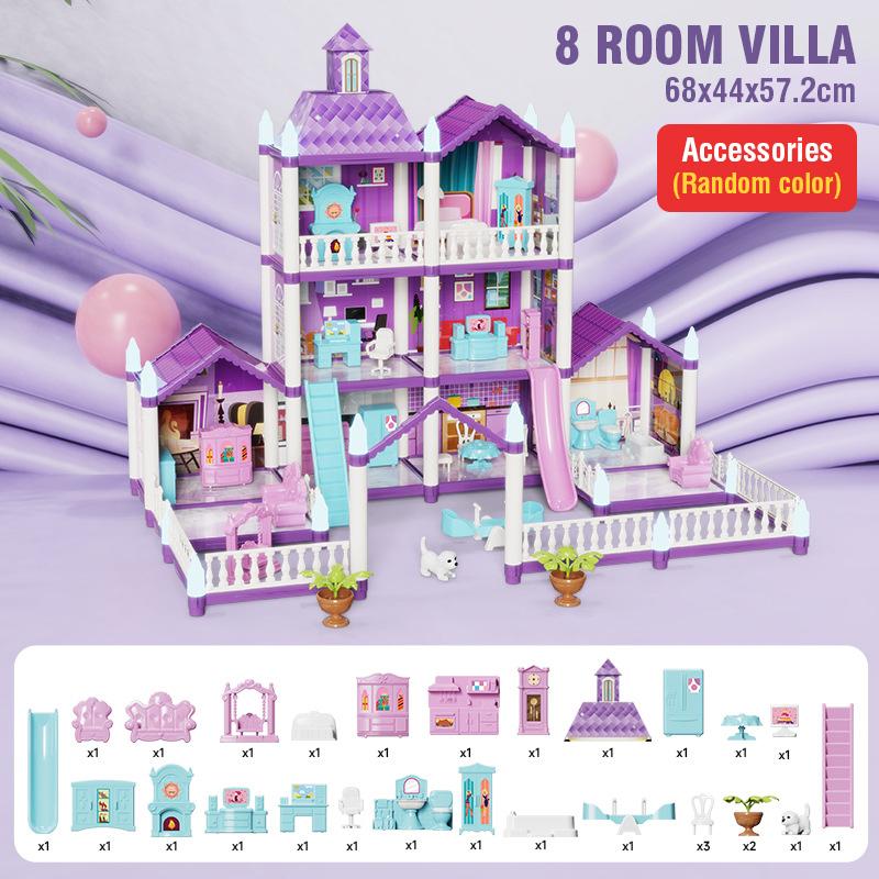 Diy Large Villa Doll House Set Play House Assemble Simulation Furniture Bedroom Kitchen Kids Educational Toys Girl Boys Gifts