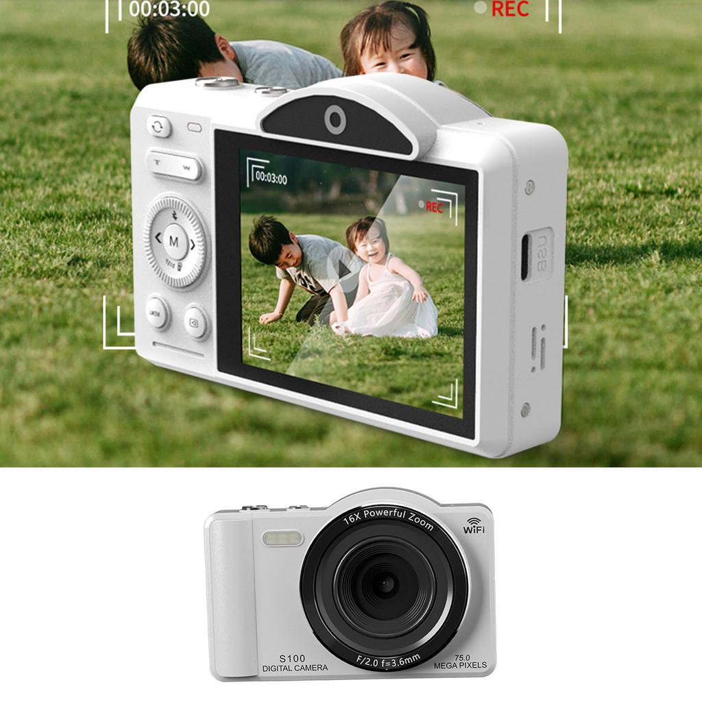4K Digital Camera 80MP WiFi Vlog Camera with 18X Digital Zoom Built In Flash Dual Lens Selfie Auto Camera for Travel Photography