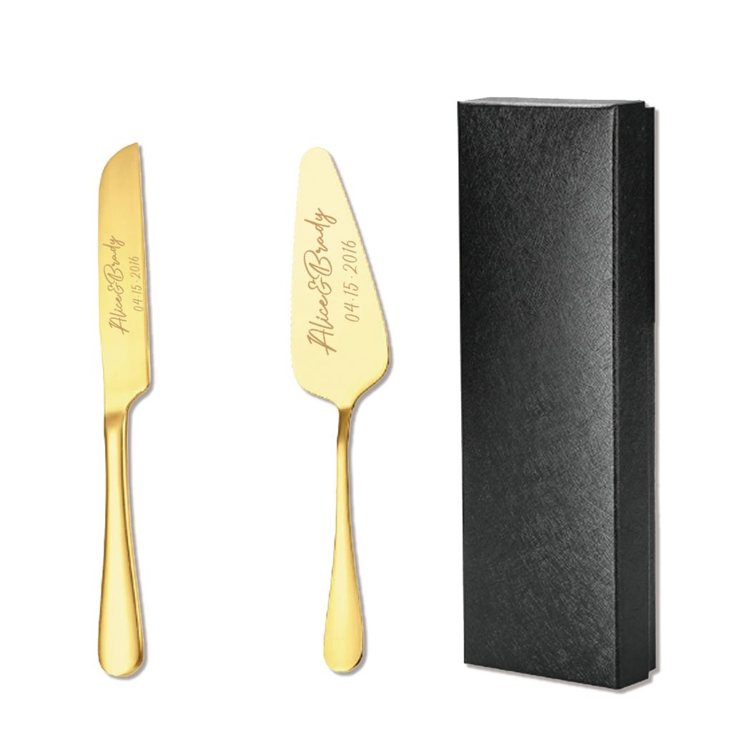 2pc Custom Engraved Stainless Steel Cake Knife Set Gift Box, Suitable for Weddings, Birthdays, All Kinds of Parties