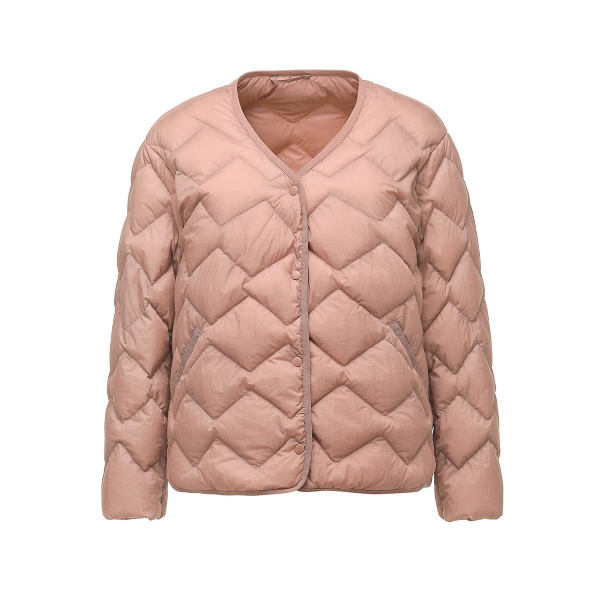 

Женский легкий пуховик с V-образным вырезом, 2025: Повседневная, без воротника, короткая, верхняя одежда больших размеров 2XL