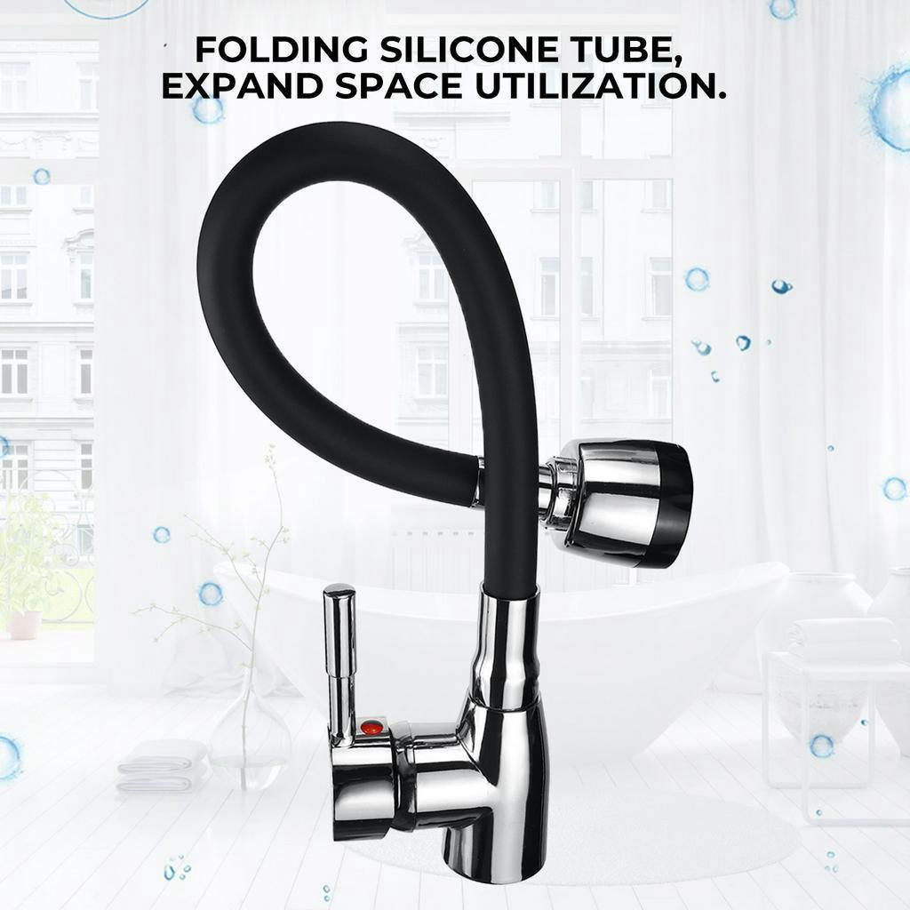 Polished Chrome Black Single Handle Kitchen Basin Faucet 360Rotating Cold and Hot Water Mixer Tap Torneira Deck Mounted