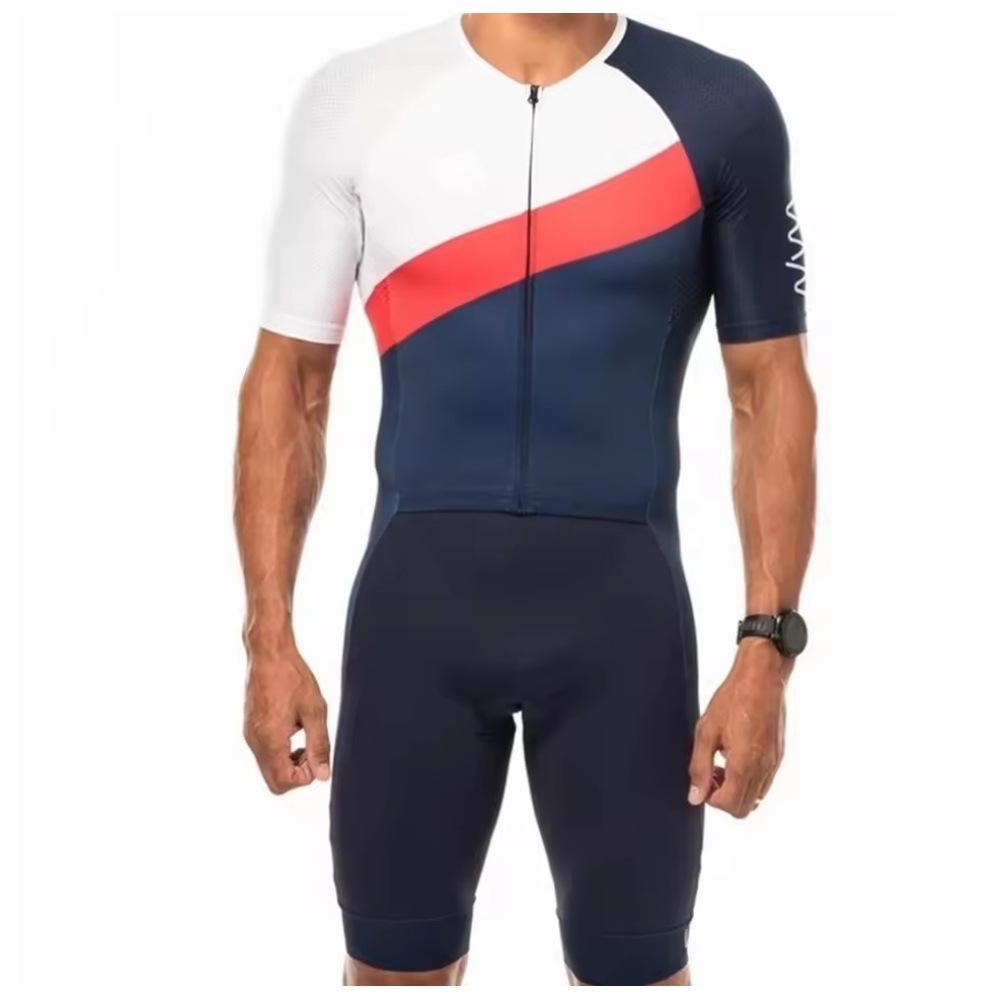 Summer short-sleeved triathlon onesie cycling suit sweat-absorbing breathable outdoor sports road mountain bike onesie XS