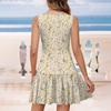 Ladies Casual Fashion V-Neck Sleeveless  Print Dress