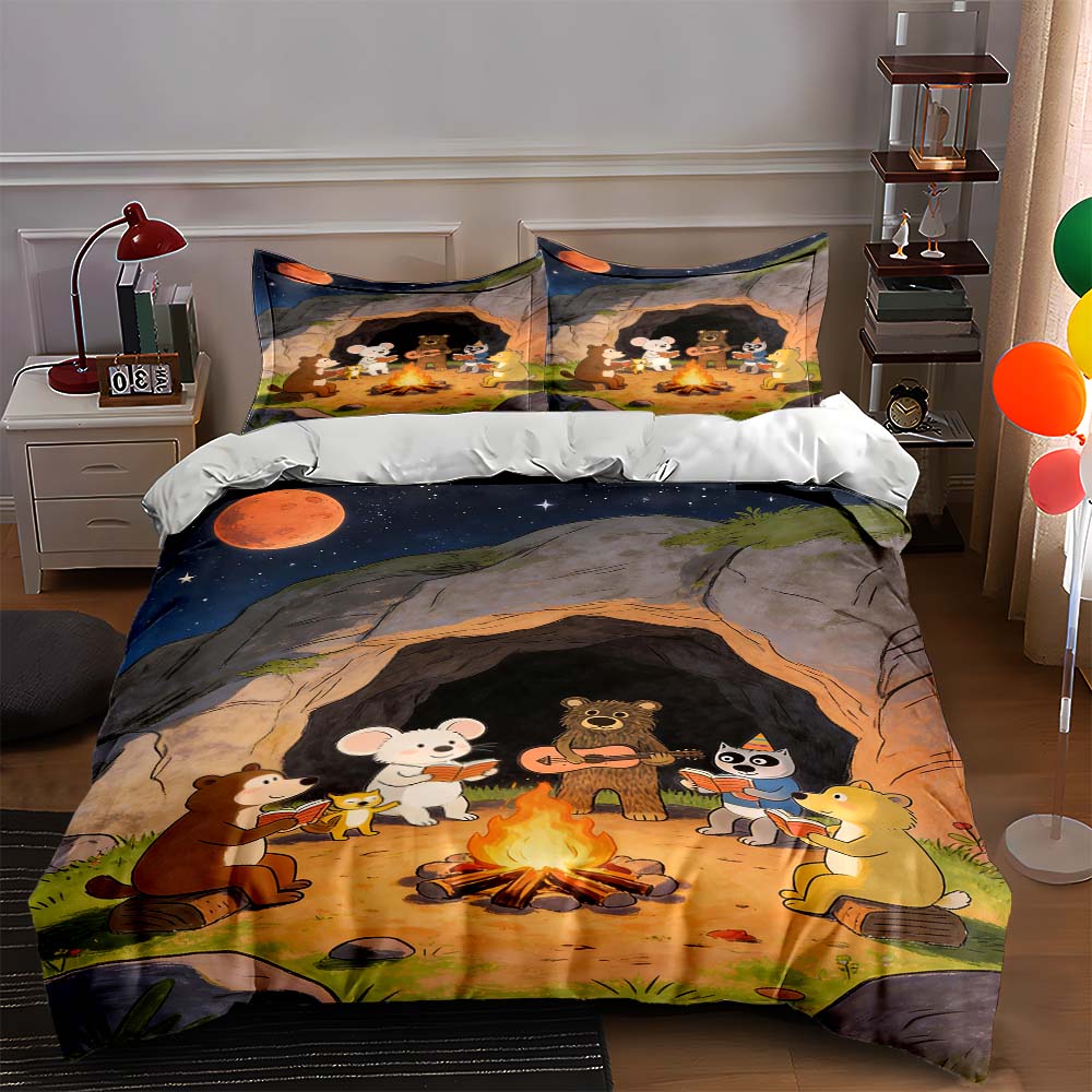 

Campfire, animals, cave. Bedding Duvet cover sets Duvet covers Pillowcases gifts (1 * Duvet Cover 2 * Pillowcases, without duvet insert) 135x200cm