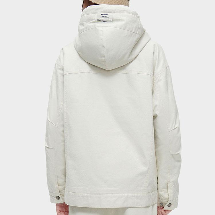 FILA Fusion Casual Loose Warm Workwear Hooded Cotton Jacket Women jackets Gray Wheat T11W413904F-BG