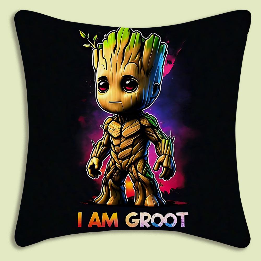 Pillow Covers Cartoon Cute Groots Sofa Decorative Home Double-Sided Printing Short Plush Cute Cushion Cover