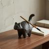 Cast Feline Paperweight Textured Finish Standing Cat Raised Tail for