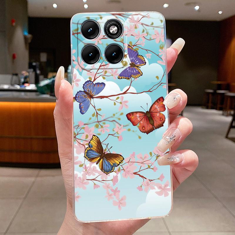 Etui Na Motorola Edge 70 Fusion Przezroczyste Luksusowe Modne Motyl Kwiaty Miękki TPU Silikonowy Pokrowiec Na Telefon dla Edge70 Fusion Zderzak