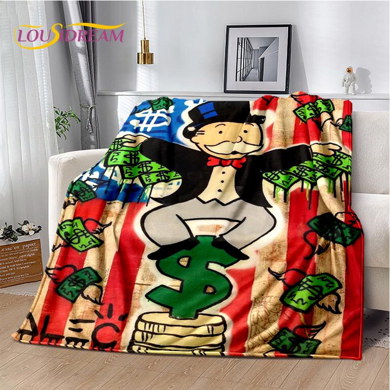 Rich Man Game Monopoly Dollar Cartoon Blanket,Soft Throw Blanket for Home Bedroom Bed Sofa Picnic Travel Office Cover Child Gift