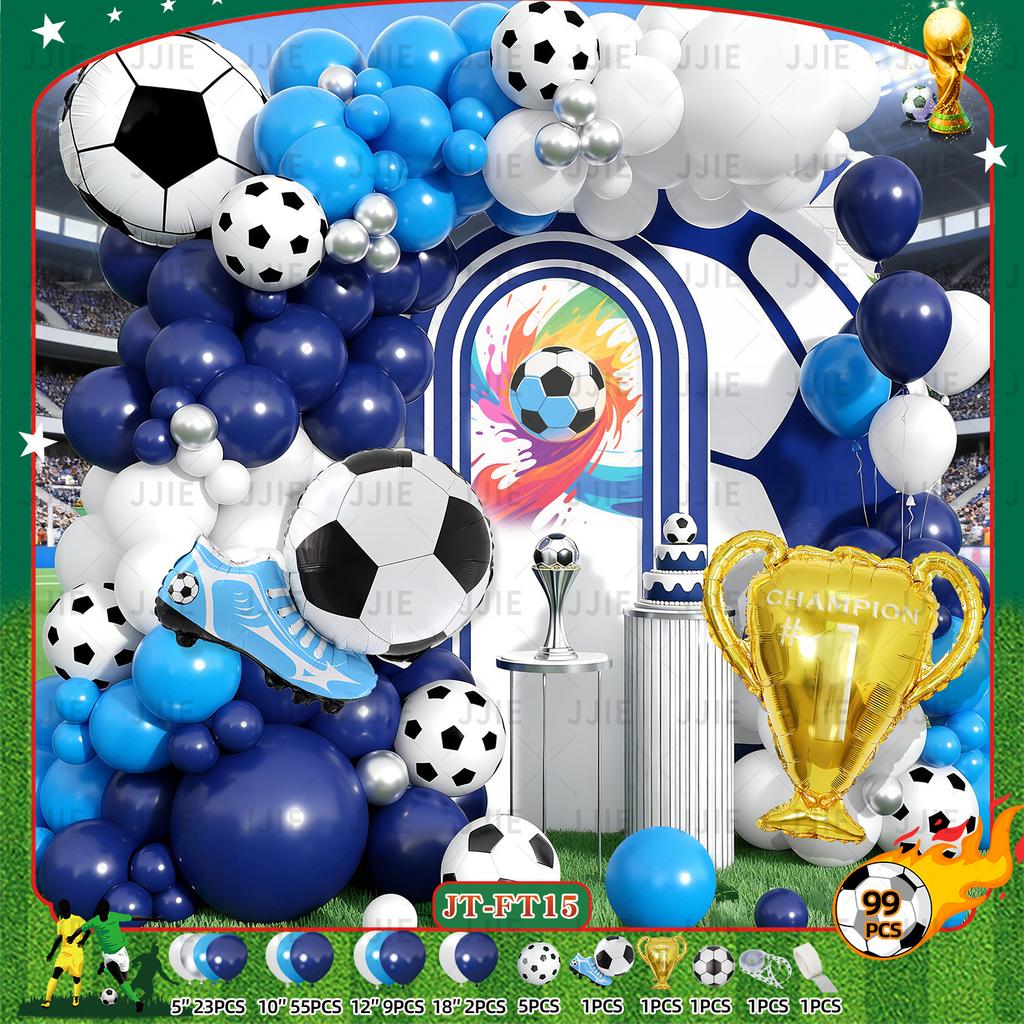 Boys Football Green Balloon Arch Birthday Football Party Decoration World Cup Themed Balloon Set