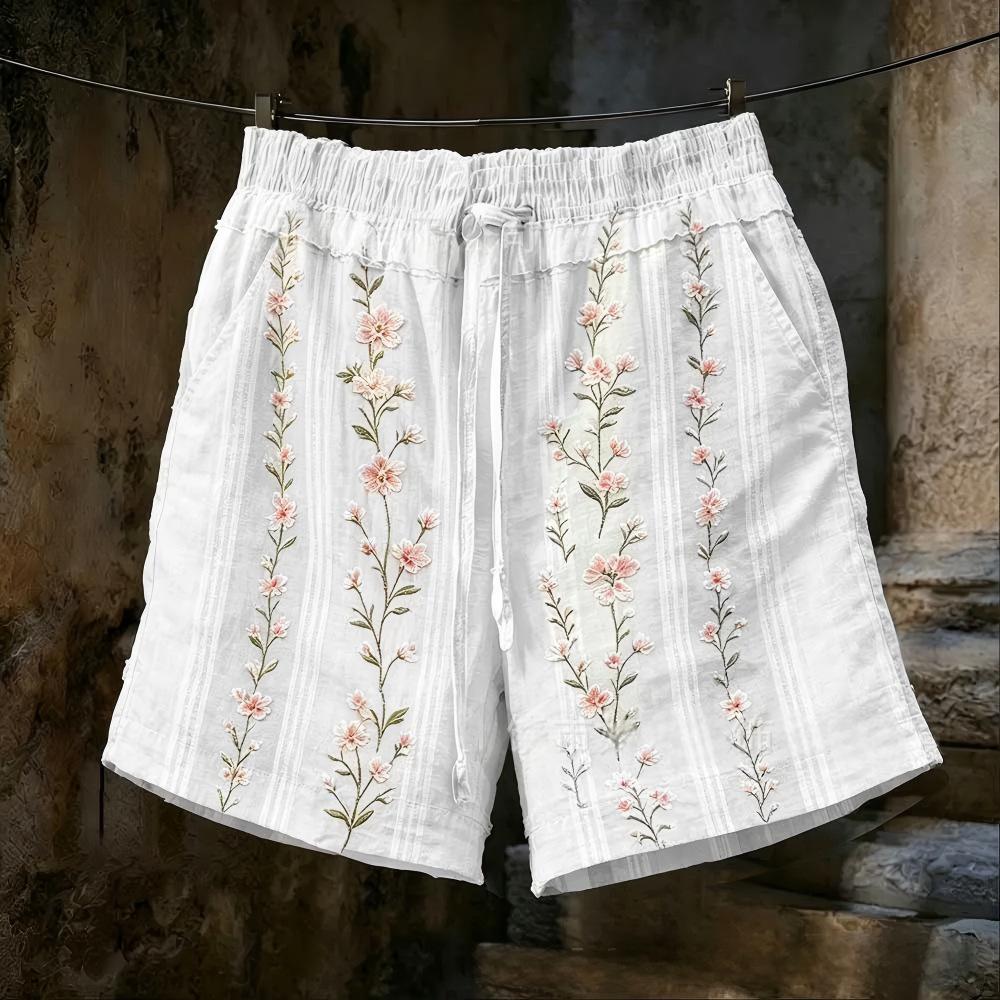 Pantaloncini Casual da Donna con Stampa Floreale Retrò Europei e Americani 2025