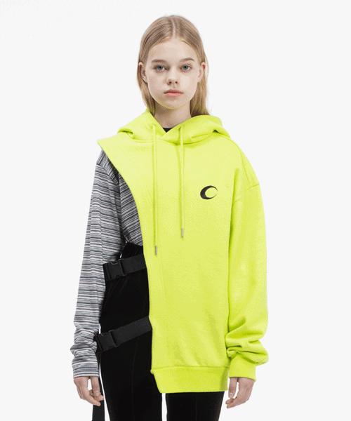 Fake Mama Moon Logo Asymmetrical Buckle Hood [Lime] Neon Green