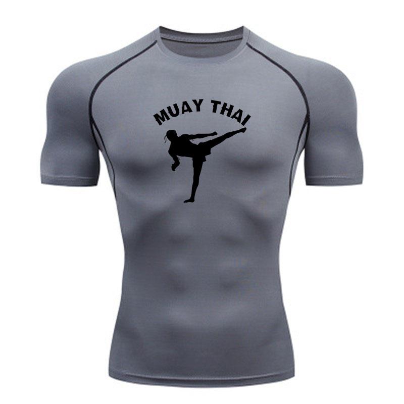 Men's Muay Thai Compression Workout T Shirt Quick Dry Breath