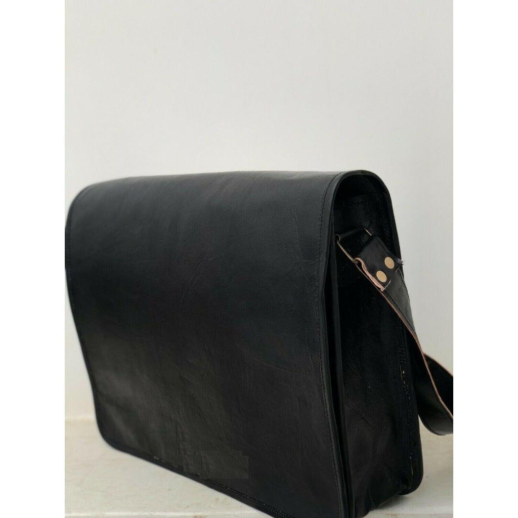 Handmade Men's Black Leather Messenger Bag Satchel Briefcase Shoulder Laptop Bag