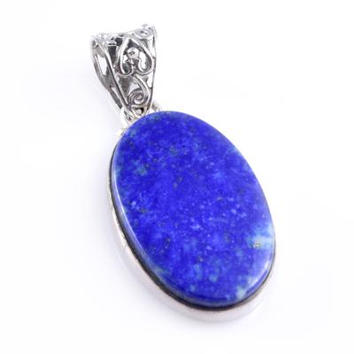 Natural Lapis Lazuli Gemstone 925 Solid Sterling Silver Gift Pendant 1.7" F8k20