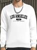 Cozy Letter Print Long Sleeve Crew Neck Tee Tops for Men Soft Casual