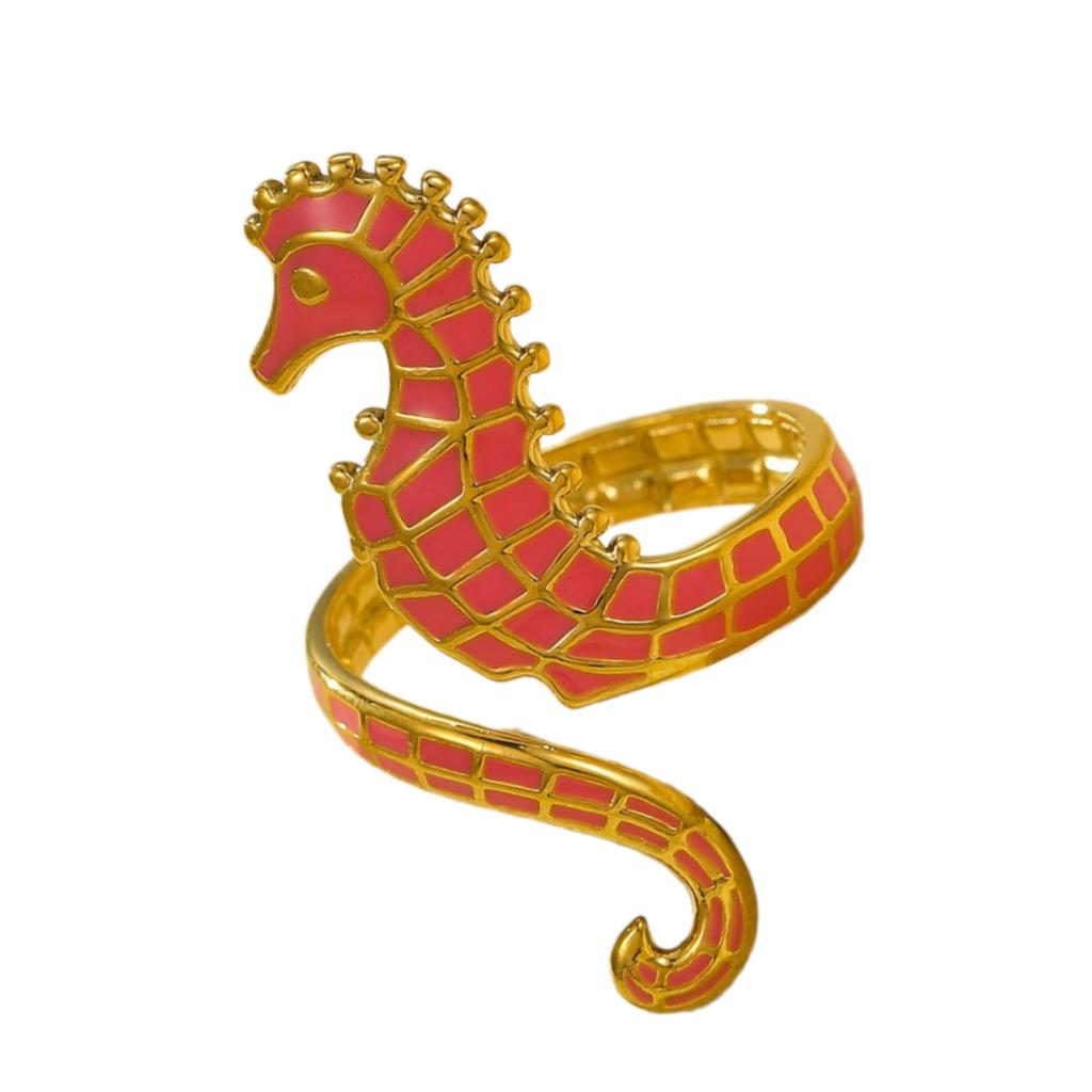 Unique Oil Drop Design Seahorse Ring Adornment For Fashion Enthusiasts And Art Lovers Seeking Individual Style