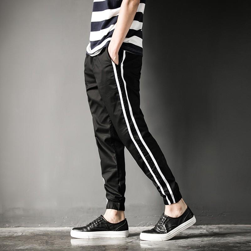 Mens Striped Slim Fit Ankle Pants Casual Tapered Trousers Wear