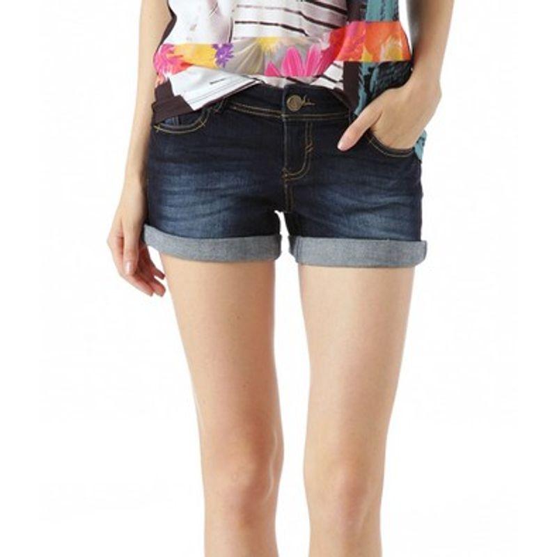 

Шорты из денима с манжетами из ткани «шелк-флосс» для лета Dark Blue 34