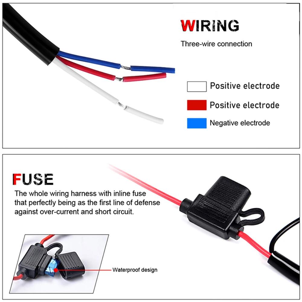 3 Lens Motorcycle LED Spotlight Dual Color Hi/Low Beam Fog Lamps for Car Trucks SUV UTV 12V 24V Lens led Headlight Driving Light