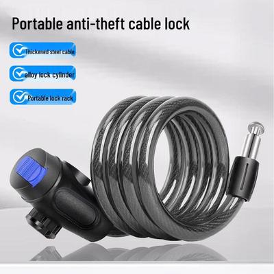 Anti-Theft Steel Cable Lock for Mountain & Road Bikes, Electric Bikes with Leather Ring