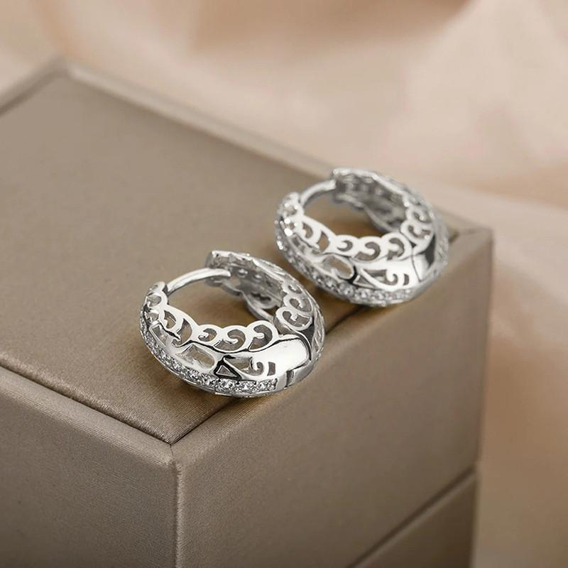 925 Sterling Silver Cubic Zirconia Hoop Earrings for Women Statement Accessories Female Wedding Earrings New Trendy Jewelry