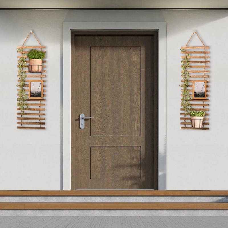 1PC Decorative Rustic Wooden Climbing Frame Flower Rack Space-Saving Vertical Garden Wall Decor Wood S/M/L