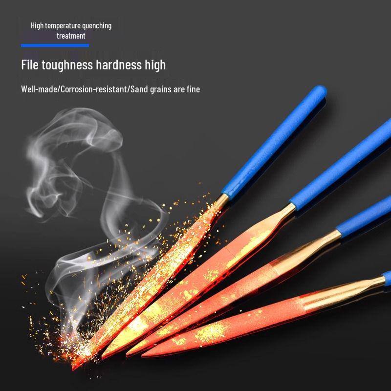 Titanium-Plated Diamond Needle Files Set - Mini Scraper and Grinding Tools Assortment