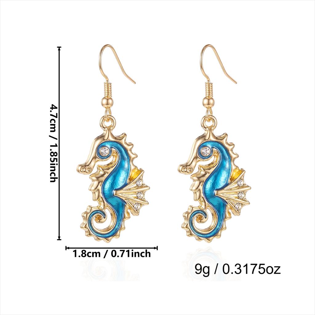 Trendige Sommer Strand Accessoires Kawaii Seepferdchen Statement Ohrringe Gold Farbe Metall Meeresleben Schmuck für Damen Urlaub