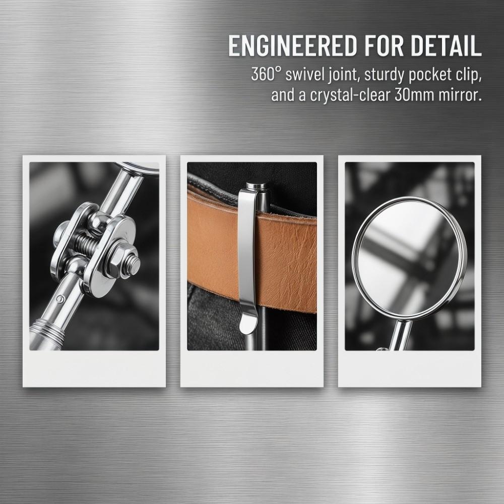 Swivel Head Telescopic Inspection Mirror Round Lens Inspection Mirror  Undercarriage Inspection