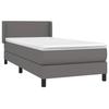 3130647 vidaXL Lit à sommier tapissier avec matelas Gris 100x200 cm Similicuir