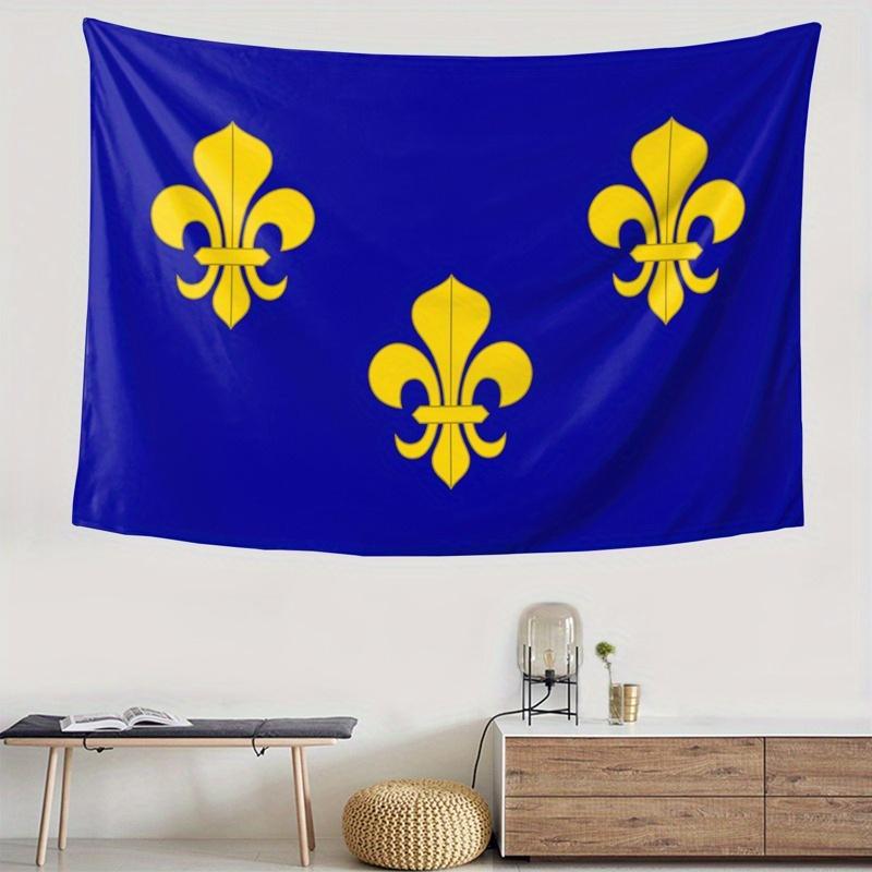 

1pc Royal Flag of France Tapestry Wall Hanging French FleurdeLis Design on Navy Blue Premium Horizontal Wall Dorm Decor 74x94cm(29x37in)