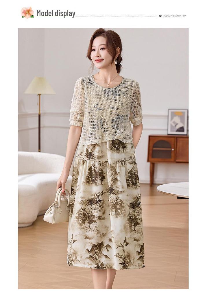 Elegant Floral Summer Dress for Middle-Aged and Elderly Women