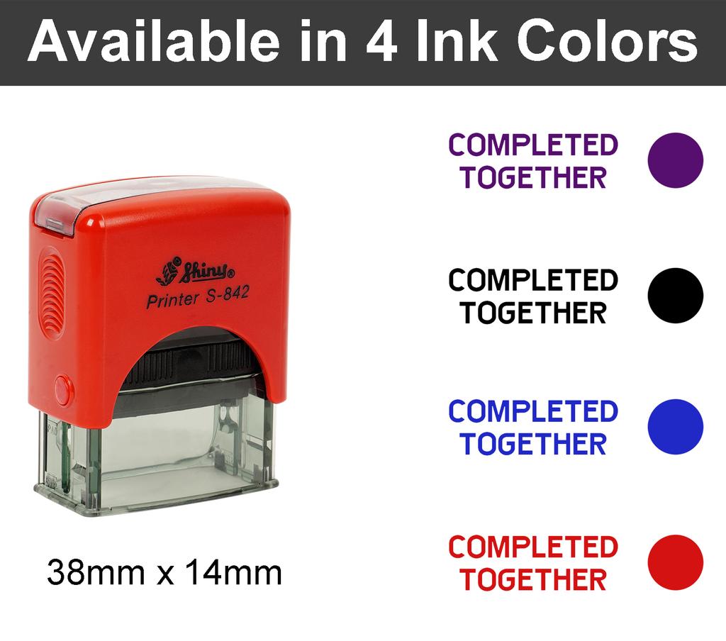 Printtoo Completed Together Self Inking Rubber Stamp Pre,Inked Office Stamp, Home Office Business Stationery, 38 x 14 mm,