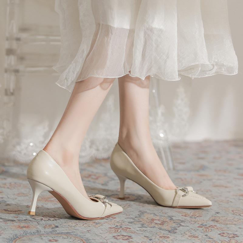 French Design Single Shoes Women's Niche Spring and Summer 2025 New Thin Heels Light Mouth Fashion Versatile Commuter High Heels