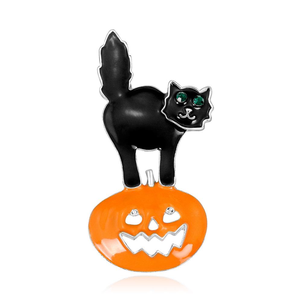 Cartoon All-match Halloween Pumpkin Cat Brooch Chic Unique Breastpin