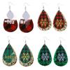 Plaid Snowflake Leather Earrings with Sequin Layer - European and American Christmas Jewelry
