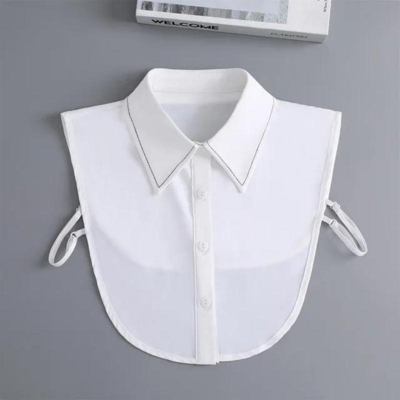 New Women White Lace Fake Collar Vintage Shirt Detachable Collar Front Tie Men Lapel Blouse Top Sweater Cotton False Collars