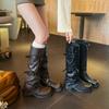 Spice Girl Pants Long Knight Boots Women's 2025 Spring and Autumn New Medium Tube Pleated Pile Boots But Knee High Boots