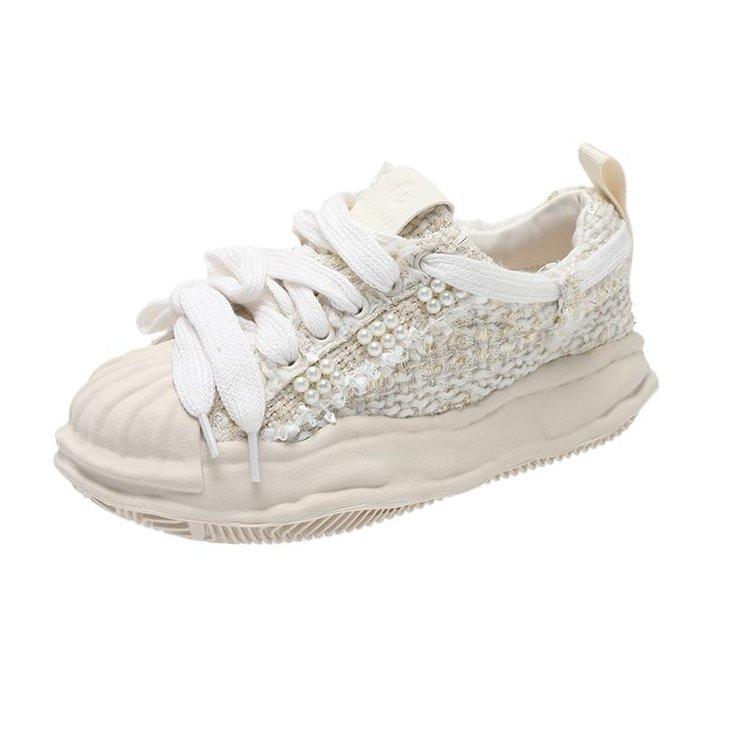 

Женские весенние и летние взрывные туфли ранней весны, новые универсальные, на толстой подошве, легкие, белые, повседневные туфли для доски 39