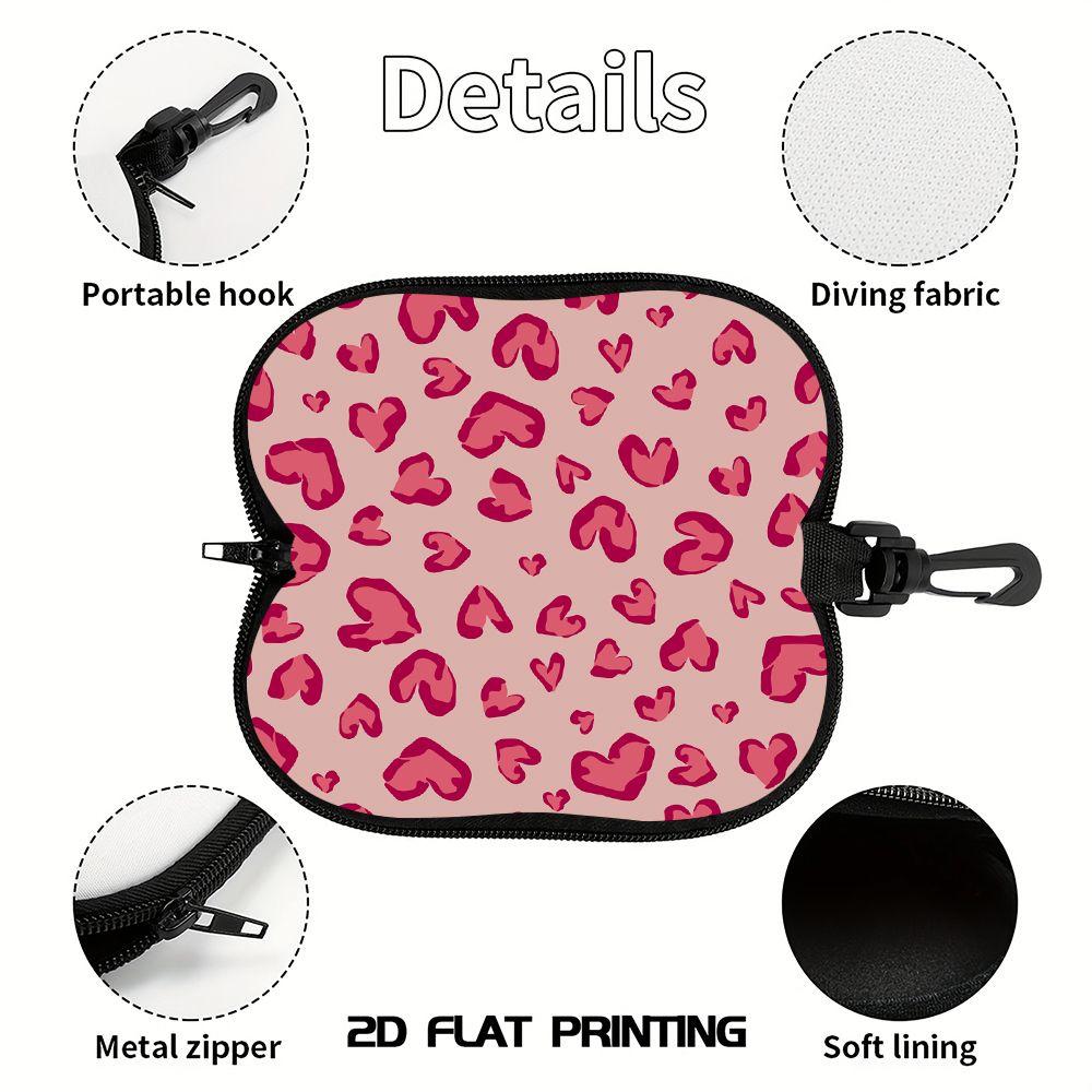Pink Heart Pattern Soft Eyeglasses Sunglasses Case,Portable Lightweight Drawstring Pouch Protective Sleeve for Daily Travel Accessories